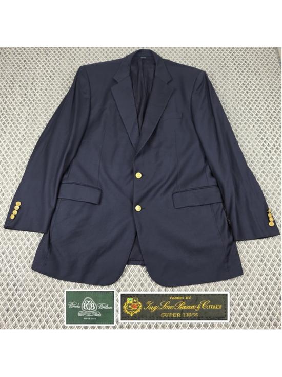 Brooks Brothers Other - Brooks Brothers Country Club Navy Gold Button Blazer 43L Loro Piana Super 110s